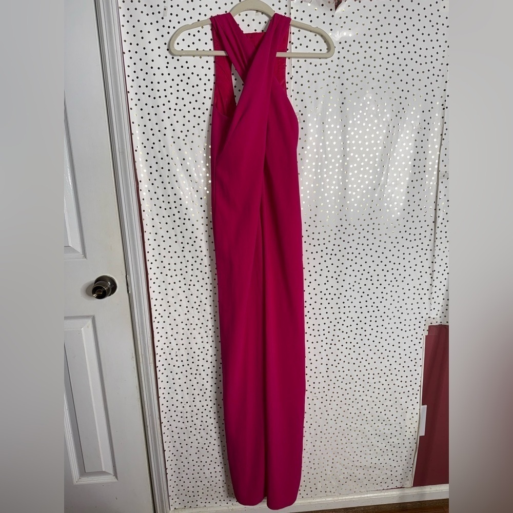 Trina Turk Halyn Cross Front Wide Leg Sleeveless Jumpsuit Vivid Pink